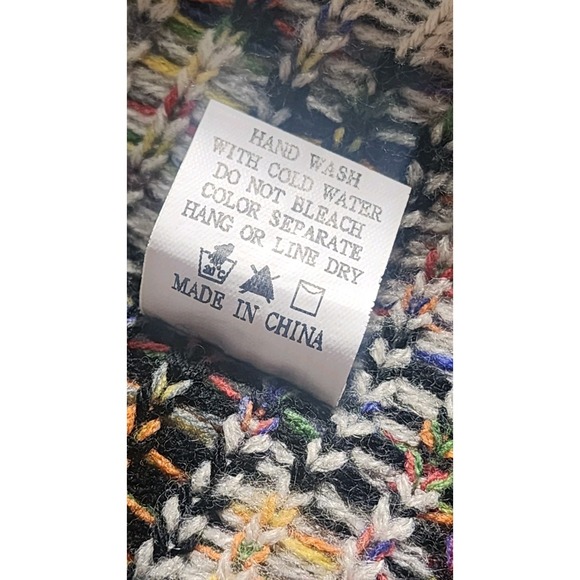 Altar'd State Women's Knit Open Front Cardigan Shawl Navy Cream Aztec Medium - Picture 7 of 10